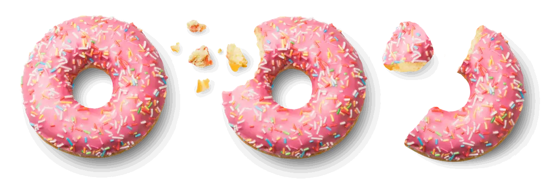 Three pink sprinkled Donut Pop donuts
